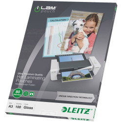 Leitz 7485 Laminate sheet A3 80 micron glossy 100 pcs