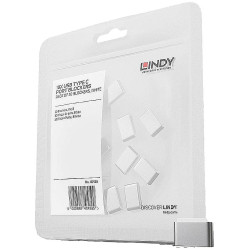 LINDY 40439 USB-C Socket Lock Set White 10-Piece No Keys Laptop Security