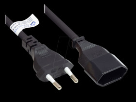P0300-S050 Extension Euro plug type C, black, 0.75 mm², 5 m