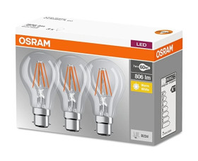 3PAK Żarówka LED B22d A60 7W = 60W 806lm 2700K Ciepła 360 Filament OSRAM