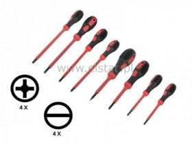 Komplet wkrętaków; zestaw 8 wkrętaków izolowanych