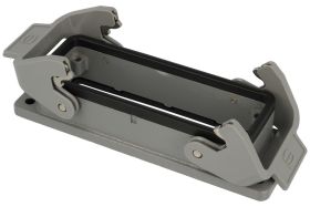 Obudowa złącza; Han B; 09300241301; 24B; metal; proste; na panel; z 2 klamrami; niska konstrukcja; szary; IP65; Harting; RoHS