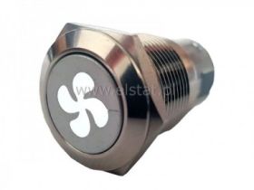 Przycisk chwilowy 19mm LED wentylator 12V