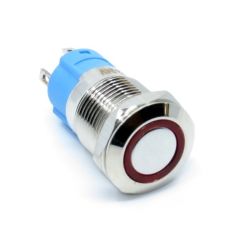 Waterproof Momentary Button - wodoodporny, okrągły przycisk chwilowy z podświetleniem LED, 12mm (czerwony)