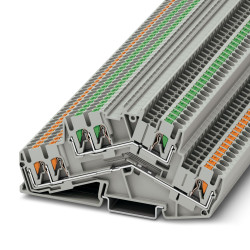 Dwurzędowa złączka szynowa Phoenix Contact 12 → 26AWGWciskane PTTBS 2.5-TWIN/U-OG/O-GN 24A 800 V