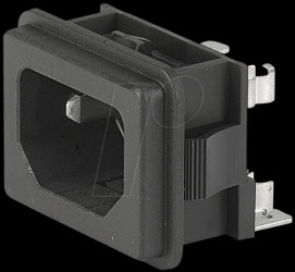 GSF2.2011.01 AC device mains power inlet, solder connection, snap in