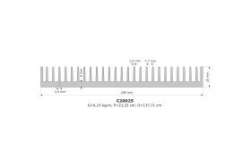 Radiator; C20025; 6,02kg/m; żebrowany; 200mm; 25mm; Firma Piekarz
