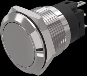Vandal-proof pushbutton, silver, unlit , mounting Ø 19 mm, IP65/IP67, 82-5151.1000