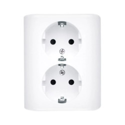 Simon 54 Gniazdo podwójne Schuko podtynkowe z przesłonami wersja skandynawska 16A 250V, szybkozłącza, białe EGSZ2SPZ/11