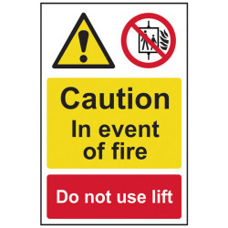 Scan 1180 Caution Event of Fire Do Not Use Lift - PVC Sign 200 x 300mm