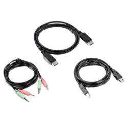 Kabel KVM, Gniazdo 3,5 mm, DisplayPort, USB A - Gniazdo 3,5 mm, DisplayPort, USB B, kolor: Czarny, Trendnet