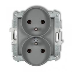 MINI Gniazdo podwójne z/u szary mat 27MGPR-2z