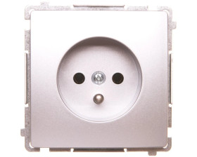 Simon Basic Gniazdo pojedyncze z/u 16A 250V szybkozłącza, srebrny mat BMGZ1c.01/43