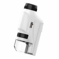 Mikroskop kieszonkowy LUPA biały mini przenośny edukacyjny + zestaw płytek