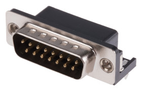 Złącze D-Sub 15-pinowe Męski Kąt Proste Przewlekany raster 2.77mm Złoto