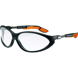 uvex 9188.175 cybric Safety Spectacles - Black/Orange Frames - Clear Lens