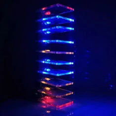 Zestaw DIY lampy spektralnej kontrolowanej dźwiękiem z kryształowym słupkiem 10-segmentowym,7 kolorowych świateł LED,regulowana