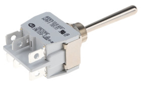 Przełącznik Wł.-wył.-wł. średnica wycięcia 12.5mm DPDT APEM Montaż panelowy długość przełącznika 40mm