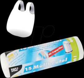 12088 PAPSTAR waste bag, drawstring, 15 pcs, 60 litres