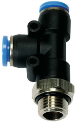 Trójnik pneumatyczny wtykowy obrotowy typu T G 1/2 GZ do węża fi 10 mm, tworzywo sztuczne