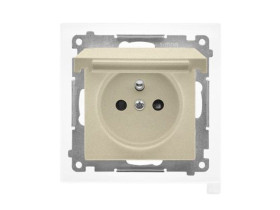 SIMON 55 Gniazdo pojedyncze z uziemieniem szybkozłącza IP44 z uszczelką klapka w kolorze szampański mat TGZ1BCZ.01/144 KONTAKT S