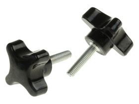 Pokrętło mocujące M6 długość gwintu: 25mm średnica pokrętła 38mm średnica gwintu: 6mm Z czterema ramionami Kołek