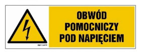 ZNAK - HB010 Obwód pomocniczy pod napięciem 15 x 5 cm PN - Płyta 1mm