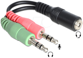 65459 Headset Adapter 3,5mm 4pol / 2x 3,5mm 3pol