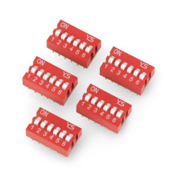 Przełącznik DIP switch 6-polowy - czerwony - 5 szt.