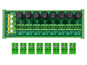 DIN Rail Mount AC 24 - 250V 8 Channel Pluggable Top Wiring Terminal Block Power Distribution Fuse Module, HCDC HD065VT