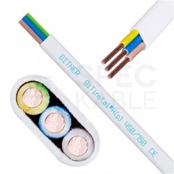 Kabel instalacyjny płaski BiTinstal H(p) HDHp 3x2,5mm2 biały 450/750V bezhalogenowy LSOH B2ca drut Bitner