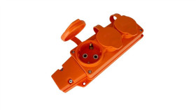 Listwa, Gniazdo Gumowe Potrójne Schuko Ip54 Pomarańczowe 221.000.301 Horoz