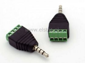 Jack 3,5 wtyk 4-polowy z kostką montażową; 4P