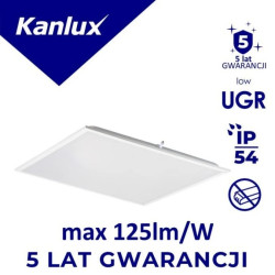 Panel LED BLINGO UIP 125LM 60NW 3000lm/4000lm/5000lm 4000K IP54/20 IIIkl. stal UGR19 bez zasilacza 5 lat Gwar. biały 39239
