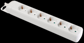 Six-way socket outlet without cable, white