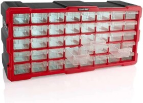 Organizer ścienny z 40 szufladkami czerwony