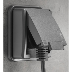 Gniazdo pojedyncze z/u IP55 p/t 5041-77 antracytowe Aquant 2K Elektro-Plast Nasielsk