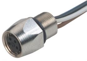 ELKE 4408VFM805, gniazdo 4 stykowe, M8x1 metalowe, do obudowy z wypr. żyłami 4x0,25mm2, L=0,5m, Hirschmann, 933382100, ELKE4408V