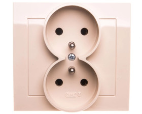KIER Gniazdo podwójne z/u beżowe GP-2WZ/01