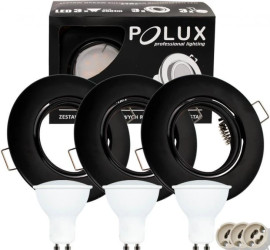 3x Oprawa ruchoma Goldlux okrągła czarna + żarówka LED GU10 3.5W