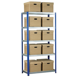 Eco-Rax Shelving Bay 1800 x 900 x 450mm 10 x Brown Archive Boxes Inc Lids