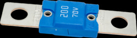 Automotive flat fuse, 200 A, 70 V, blue, (L x W x H) 68 x 10.5 x 19 mm, MGHV200