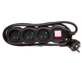 Przedłużacz z wyłącznikiem 3-gniazda z/u 1,5m /H05VV-F 3G1/ czarny PC1311