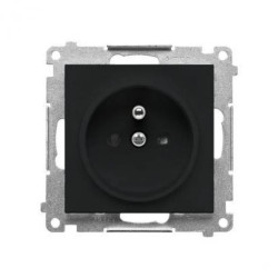 Simon 55 Gniazdo wtyczkowe pojedyncze z uziemieniem i przesłonami (moduł) 16 A, 250 V~, szybkozłącza Czarny mat TGZ1CZ.01/149