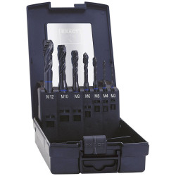 Exact 43654 CNC Tap Set, 7-Piece Metric M3-M12 HSS-E for Blind Holes