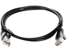 Kabel krosowy patchcord U/UTP kat.5e CCA czarny 1m 68644