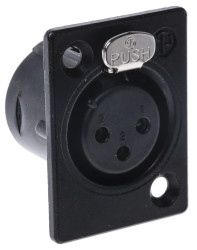 Złącze XLR 3 -pinowe Montaż na panelu Żeński Czarny metaliczny