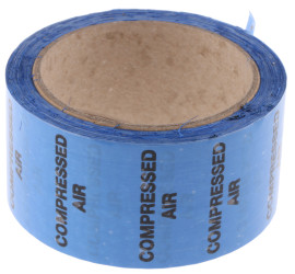 Taśma do oznaczania rur Niebieski PP, winyl, text Compressed Air, Dim. W 50mm x L 33m RS PRO