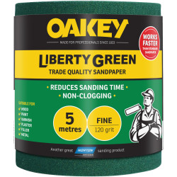Oakey 66261116687 Liberty Green Sanding Roll 115mm x 5m Fine 120G