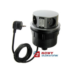 Listwa zasilająca chowana 4 gn. 1,4m z uz. Power Port blatu